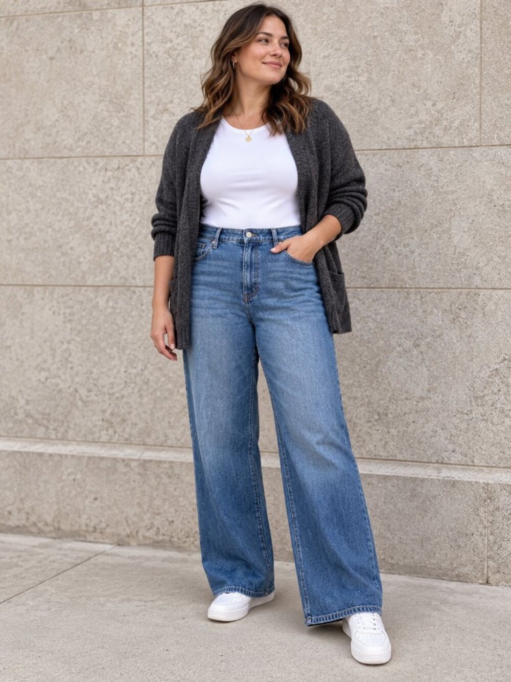 GAP High Rise Wide-Leg Jeans – Medium Blue Wash – Size 14/32R